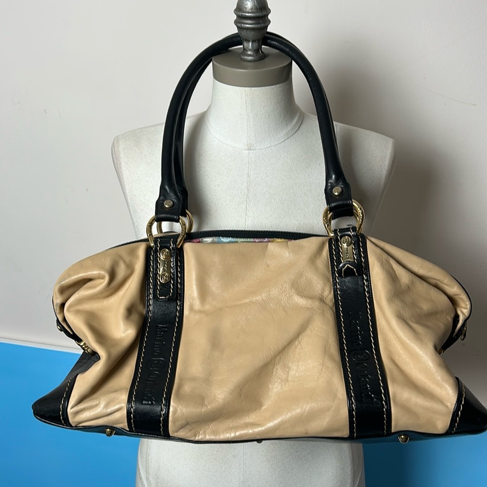 Marino Orlandi Leather Handbag gold accents Made in Italy